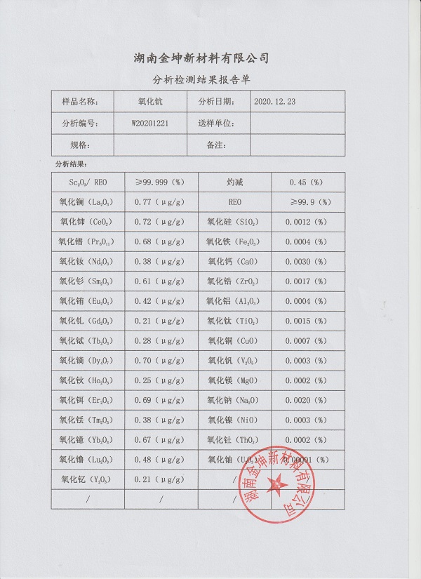 湖南金坤新材料有限公司,金屬鈧,金屬鈧粉,鋁鈧合金,金屬鈧靶,鋁鈧靶材,鋁基靶材,氧化鈧,各類鈧鹽,氟化鈧,貴金屬粉末低氧超細(xì)鈦粉,鋯粉,鉿粉,鈮粉,鉭粉